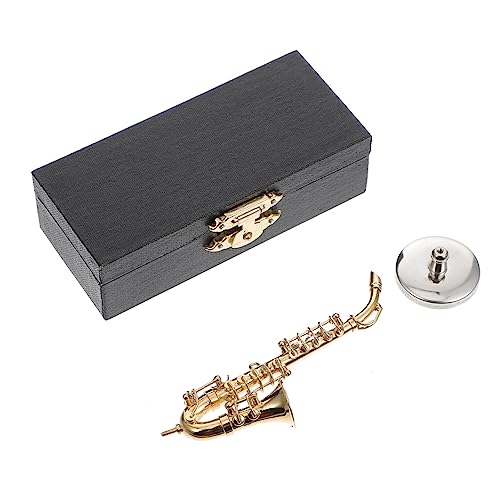 Vaguelly 1 Satz Alt-Saxophon Miniatur-saxophonfigur Miniaturspielzeug Musikinstrument Möbelzubehör Mini-Saxophon-Spielzeug Realistisches Mini-Saxophon Desktop- Golden Metall von Vaguelly