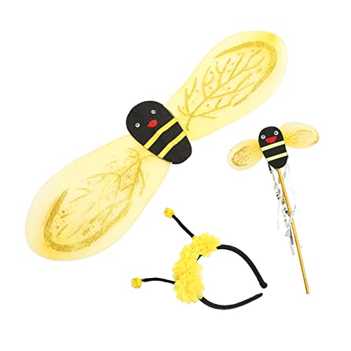 Vaguelly 1 Satz Bienenflügel feeflügeln Fairy Wand Bienen-Accessoires Bienen zubehör Bienenwachs Schmetterling Performance-Bienen- Halloween-Kostüme für Mädchen Plastik Yellow von Vaguelly