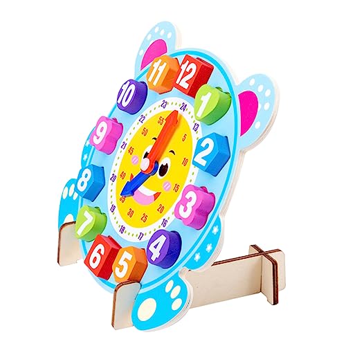 Vaguelly 1 Satz Cartoon-Uhr kinderlernuhren Puzzle laubsäge Lernspielzeug Uhr mit Tiermotiven Zahlenerkennungsspielzeug Cartoon-Lernspielzeug Zahlenspielzeug Holz Blue von Vaguelly