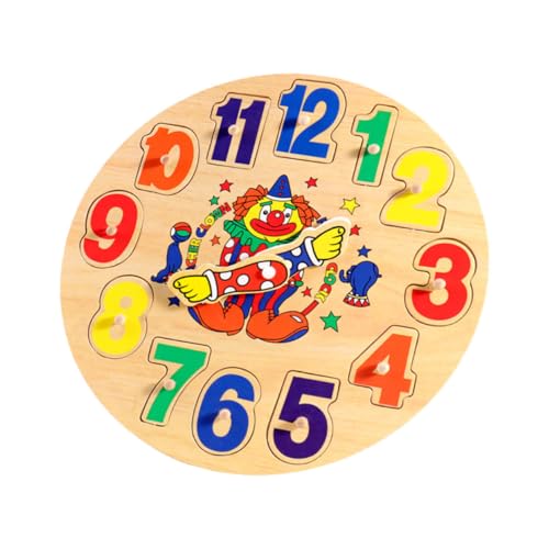 Vaguelly 1 Satz Clown-Uhr Digital Clock Toy DIY Clock Toy Clock Teaching aid Time Learning Toy Cognitive Clock Toy herrenuhren Digitaluhr- Zeiterkenntnis- Puzzle-Uhr Holz von Vaguelly