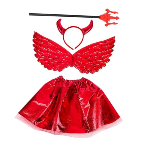 Vaguelly 1 Satz Dämonen flügel Set The Hallow Halloween Blazer Set accesories kinderschminke Kinderkleidung Party-Teufel-Stütze Cosplay-Requisite für Kinder Teufel Cosplay-Anzug Plastik rot von Vaguelly