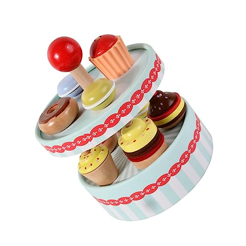 Vaguelly 1 Satz Dessert-simulationsspielzeug Spielendes Hausspielzeug Simulierte Spielhaus-Desserts Kuchenmodelle Kinderspielzeug Rollenspielspielzeug Kuchenturm Spielzeugbausatz Holz von Vaguelly