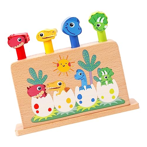 Vaguelly 1 Satz Dinosaurier-Sprungstock holzspielzeug Hand Training Geschicklichkeitsspielzeug Fun Toy Aufklappbares Holzspielzeug tierisches Pop-up- hölzern von Vaguelly