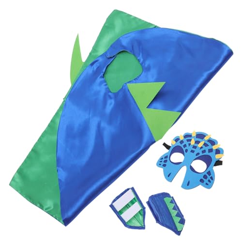 Vaguelly 1 Satz Dinosaurier-umhang-Set Ninja Maske Halloween Kostüm Cosplay-Kleidung Leistungsqualitäten Lustiger Umhang Bühnenumhang Kinderkleidung Cosplay-umhang Blue Polyester von Vaguelly