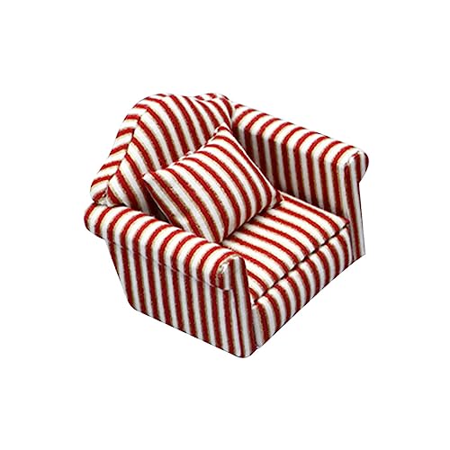 Vaguelly 1 Satz Einzelsofa Puppenhaus Mini- -Ornament-miniaturen Zubehör Für Puppenhäuser Miniatur-Sofa- Mini-möbelschmuck Mini-Sofa Mini-haussofa-Modell Stoff Stripe von Vaguelly