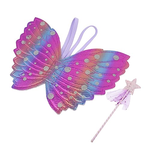 Vaguelly 1 Satz Engelsflügel Feenhafter Zauberstab Schmetterlingsflügel verkleiden Sich Sterne kleben Fairy Wand Party mitgebsel Kinder die Mädchenfeenflügel Zauberstäbe Stoff Violett von Vaguelly