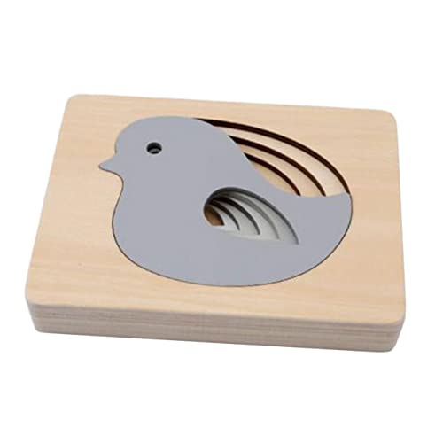 Vaguelly 1 Satz Farberkennungsspielzeug Pädagogisches Puzzle mehrschichtige Rätsel Puzzle- Stereo- aus Holz Größe passendes hölzern Grey von Vaguelly