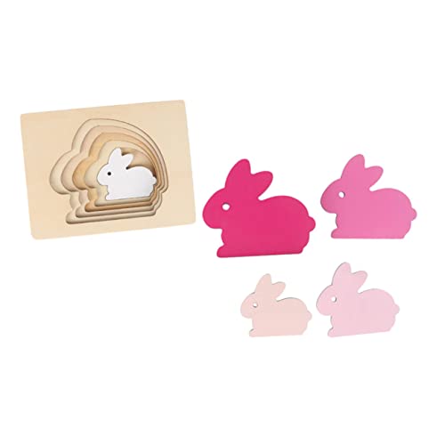 Vaguelly 1 Satz Farberkennungsspielzeug Puzzlematte Kaninchen Puzzlekleber Puzzle- Aus Holz Holzrätsel Lernspielzeug Für Lehrmittel Kinderpuzzle Hölzern Rosa von Vaguelly