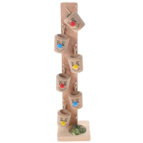 Vaguelly 1 Satz Flippertisch Holzspieltisch Frühes Lernspielzeug Holzglaskugel Rollspielzeug Holz Lernspielzeug Clownball Tischspielzeug Intelligenztrainingsblock Kinder Trainingsspielzeug von Vaguelly