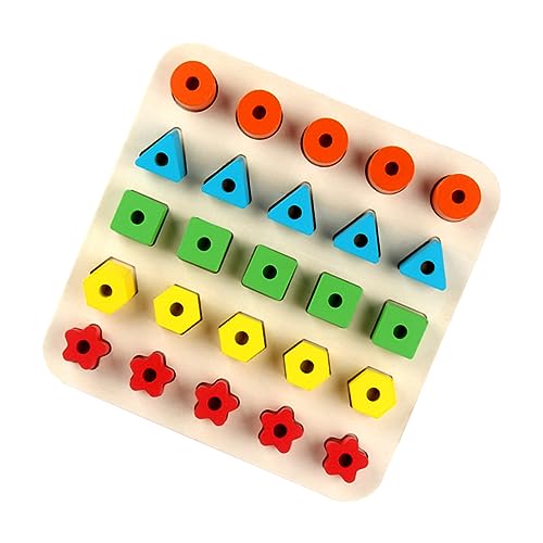 Vaguelly 1 Satz Form Passendes Spielzeug Stapelblöcke Zu Formen Farblich Passendes Spielzeug Geometrische Puzzle-spielzeuge Lernspielzeug Für Kinder Farbsortierspielzeug 3D-Puzzle Hölzern von Vaguelly