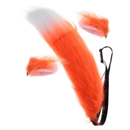 Vaguelly 1 Satz Fuchsschwanz Fuchsohren Fuchs-kostümzubehör Kunstschwanz Fuchs Kostüm Fuchs Kopfbedeckung Frackkostüm Fuchskostüm Für Damen Ohren Und Kunstfell Orange von Vaguelly