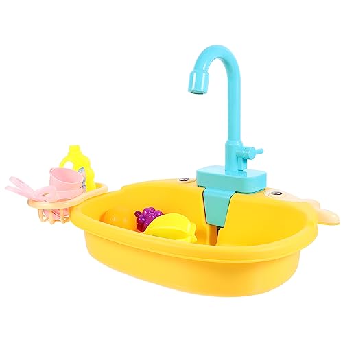 Vaguelly 1 Satz Geschirrspüler küchenspielzeug für Kitchen Toys for für die Feinmotorik simuliertes Waschbeckenspielzeug Spielhaus aus Kunststoff Plastik Yellow von Vaguelly