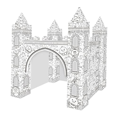 Vaguelly 1 Satz Graffiti-Spielzeug 3D-papppuzzle 3D-gebäudemodell-Puzzle Kinderpuzzle Unfertige 3D-Burg 3D-färbung Schloss-Puzzle 3D Prinzessinnenschloss 3D-rätsel 3D-Graffiti Papier Weiß von Vaguelly