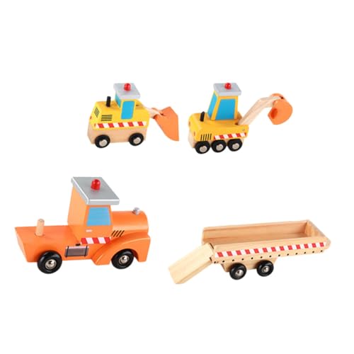 Vaguelly 1 Satz Ingenieursfahrzeug Aus Holz Für Babyspielzeug Autos Für Flugzeug Behälter Rad Holz-LKW- Cartoon-BAU-LKW-Modell Kinderspielzeug Auto Hölzern von Vaguelly