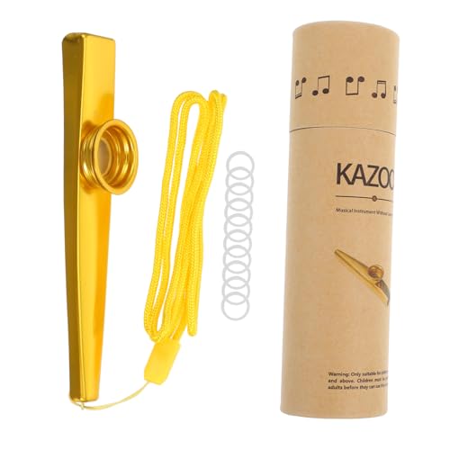 Vaguelly 1 Satz Kazoo-Set Kazoos für Anfänger Kazoo-Instrument Leistungs-Kazoo Kazoos mit Lanyards elektrischer Kazoo Musikalische Kazoos Gitarren-Kazoo-Partner Aluminiumlegierung Golden von Vaguelly