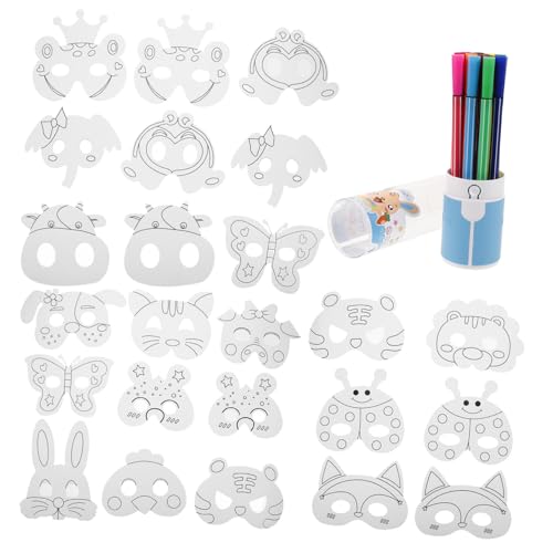 Vaguelly 1 Satz Kindermaskenset Maskerade Masse Halloween für Kinder DIY Masken für Kinder Malbare Masken für Kinder aquarellstifte Party-Masken-Dekor weiße masken selber machen Papier von Vaguelly