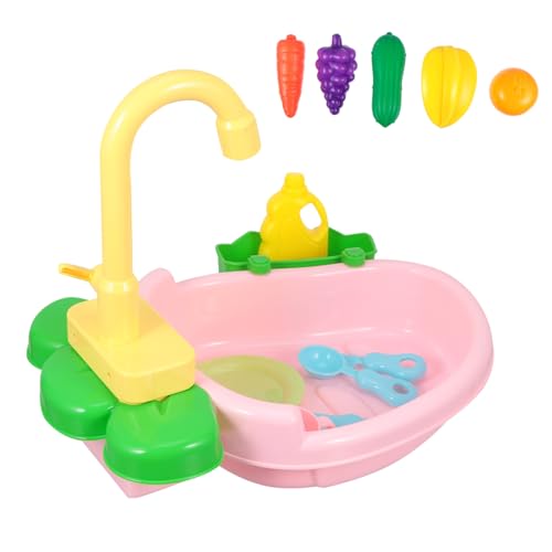 Vaguelly 1 Satz Kinderwaschbecken kinderküche Kitchen kinderentwicklung kindergeschirr Set küchengeräte besteckset spielsachen Schwimmbad Plastik Rosa von Vaguelly