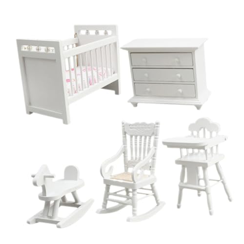 Vaguelly 1 Satz Kinderzimmer-Set Puppenhausmöbel Puppenhaus Möbel Miniaturschrank Puppenmöbel Schrankmodell Miniaturvorräte Spielzeugzimmerdekoration Puppenhaus-minimöbel Hölzern Weiß von Vaguelly