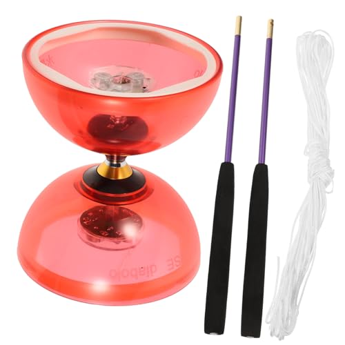 Vaguelly Crystal Diabolo Yo Yo Set Jonglierspielzeug für Fitnessspaß Rote Diabolostäbe Saiten für Anfänger von Vaguelly