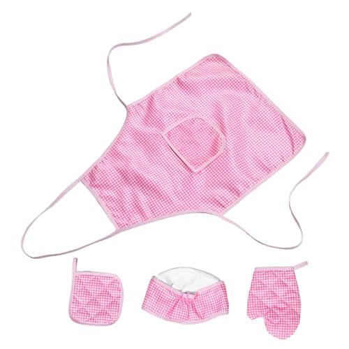 Vaguelly 1 Satz Küchenschürze für Kinderkleidung Kit-Schürzen Mikrohüte Kochspielzeug Set Plüsch Kochmütze Kinderkochschürze für Mädchen Kinderschürze für Mädchen Polyester Rosa von Vaguelly