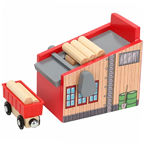 Vaguelly 1 Satz Lademaschine holzspielzeug holzbauklötze Holzspielzeug Zug mit Holztransport Holzspielzeug Set DIY Zugmodell Kind DIY hölzern rot von Vaguelly