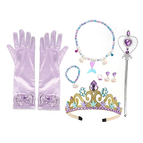 Vaguelly 1 Satz Meerjungfrau Dekoration Meerjungfrau Täuschen Cosplay-accessoires Vor Outfit Für Mädchen Mädchen-prinzessin-kostüm Mädchen Handschuh Kinderarmband Kinderkrone Violet Plastik von Vaguelly