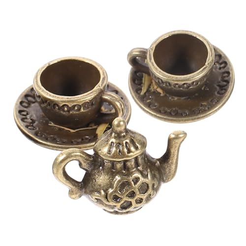 Vaguelly Puppenhauszubehör 1 Satz Mini- Aus Metall Mini-Essen Miniatur Puppenhaus Puppenmöbel Puppenstubenmöbel -kit Puppenhäuser Mini-teetasse Teezubehör Legierung Brown Zubehör Puppenhaus von Vaguelly