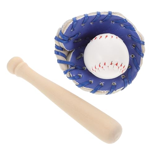 Vaguelly 1 Satz Mini-Baseball Baseball Spielzeug Puppenhaus Zubehör Baseball Zubehör Baseball-Handwerk Miniatur-Baseballschläger Sportbälle Spielzeug Miniatur-Spielset PU-Leder von Vaguelly