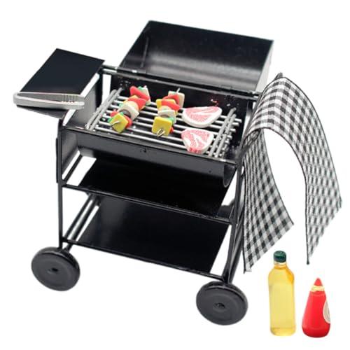 Vaguelly 1 Satz Mini-Grill Miniaturmöbel Miniatur-grillrost Mini-küchengeschirr Mini-hausgrill Grill Modell Miniatur-BBQ-grillmodell So Tun, Als Würde Man Requisiten Spielen Legierung von Vaguelly