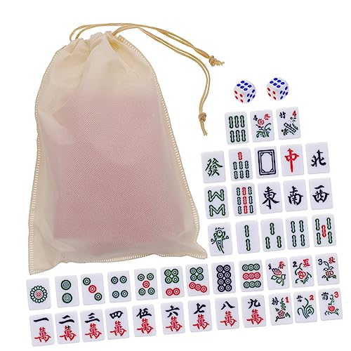 Vaguelly 1 Satz Mini-Mahjong Mahjong Spiele Mahjong Game chinesisches brettspiel Tischreise-Brettspiel Mini-Tisch Spielzeuge tragbare Mahjong-Fliesen Requisiten für Reisetischspiele Melamin von Vaguelly