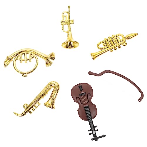 Vaguelly Miniatur Violine Schmuck Set Maßstab 1:12 Saxophon Ornament Trompete Für Puppenhaus von Vaguelly