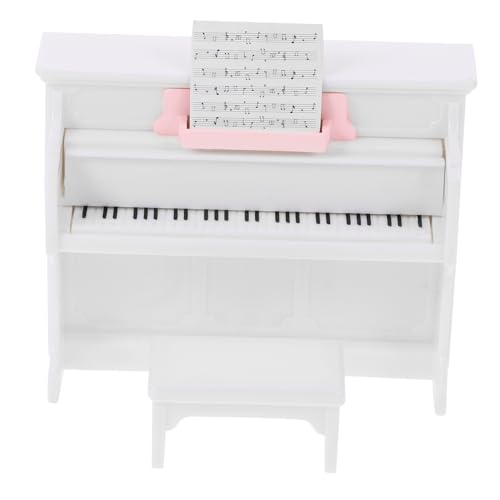 Vaguelly 1 Satz Mini-Piano-Modell Puppenhaus Spielzeuge Klavier Mini- -Musikinstrument Miniatur-hockermodell Mini-Instrument Kleines Hauszubehör Miniatur-Musikinstrument Weiß Abs von Vaguelly