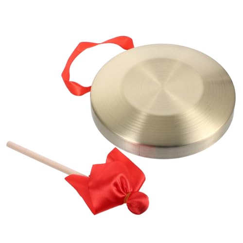 Vaguelly 1 Satz Musik Instrumente Für Kinder Gong Mit Schlägeln Mini-gong Orientalischer Gong Hängender Gong Löwentanzgong Gong-Percussion-Instrumente Hammerhammer Handgong Kupfer Golden von Vaguelly