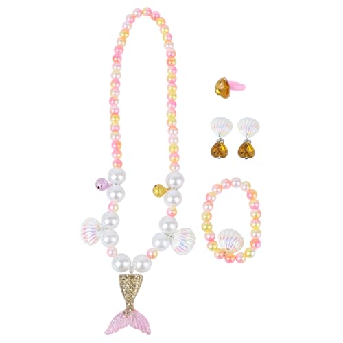 Vaguelly 1 Satz Perlenkette Armband Kinderring Halskette Mädchen Prinzessin verkleiden Sich kinderringe schellenkranz eine Halskette Halsketten süße Accessoires -Geschenk von Vaguelly