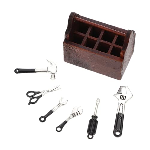 Vaguelly 1 Satz Puppenhaus-Werkzeuge Room Decoration raumdeko werkzeugkoffer Room Decor for schöafzimmerdeko Mini- -Tool-Kit kleines Haushaltswerkzeug hölzern Black von Vaguelly