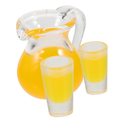 Vaguelly 1 Satz Puppenhausbehälter Szenenstütze Mini-hauskrug Mini-tassen Puppenhausminiaturen Mini-küchenzubehör Rollenspielzubehör Küchenrequisiten Vorgeben Puppenhauszubehör Glas Orange von Vaguelly