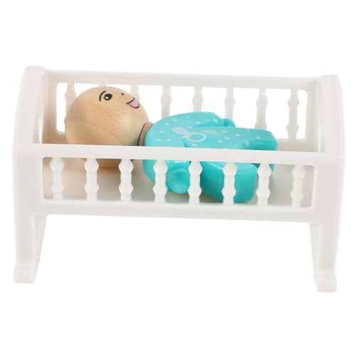 Vaguelly 1 Satz Puppenhausbett Puppenstubenmöbel Miniaturbettmodell Mini-Hausmöbel Babypuppenbett Puppenbett Dekoration babybett Miniatur-Puppenkrippe Puppenhaus Mini Krippe Requisite abs von Vaguelly