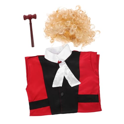 Vaguelly Kleinkind Richter Kostüm Set Hammer Perücke Rollenspiel Halloween Verkleidung für Jungen und Mädchen Karriere Kostüme Bühnenauftritt Outfit von Vaguelly