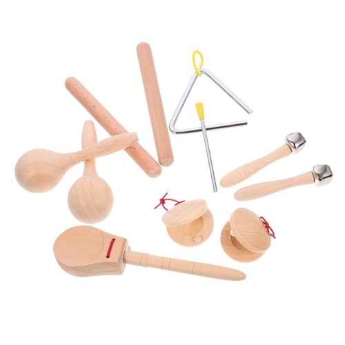 Vaguelly 1 Satz Schlagzeug-instrumenten-Set Orff-Instrument Tamburin Für Kinder Kleinkind Musikinstrument Musikstock Für Kinder Rhythmus-Sticks Instrumentenspielzeug Für Kinder Holz von Vaguelly