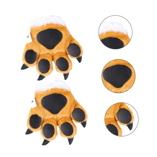 Vaguelly 1 Satz Schwanzhandschuh Wolf Hund Pfoten Maske camoing kinderkleidung Kinderfasching party accessoires tiere stütze Kindergarten-Party-Requisite PP Baumwolle Yellow von Vaguelly