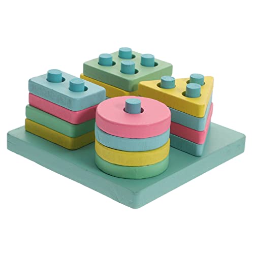 Vaguelly 1 Satz Shape-Matching-Spalte Puzzle rätselbuch kinderpuzzle spielerisch fördern Toys frühpädagogisches Angebot Holzbaustein hölzern Colorful von Vaguelly