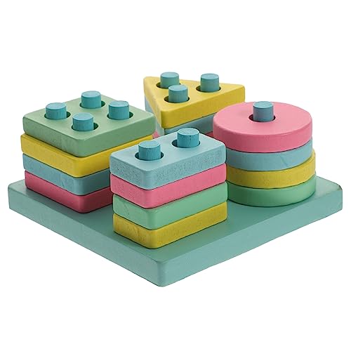 Vaguelly 1 Satz Shape-Matching-Spalte Puzzle rätselbuch zabawki stymulujące rozwój Toys for Kid Toys frühpädagogisches Angebot Holzbaustein hölzern Colorful von Vaguelly