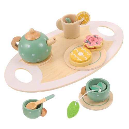 Vaguelly 1 Satz Simulation Tee-Set Miniaturdekore Tea-Time-Spielset Miniatur-Requisiten Miniaturgeschirr Teegeschirr aus Holz für Kleinkinder Miniatur-Hausgeschirr hölzern von Vaguelly