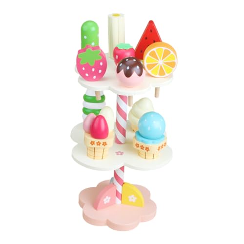 Vaguelly 1 Satz Spielhaus Kinderspielzeug vorgeben, EIS zu künstliche Eiswaffel spielhaus Playhouse for Girl Toys Eisspielzeug gefälschtes EIS hölzern Colorful von Vaguelly