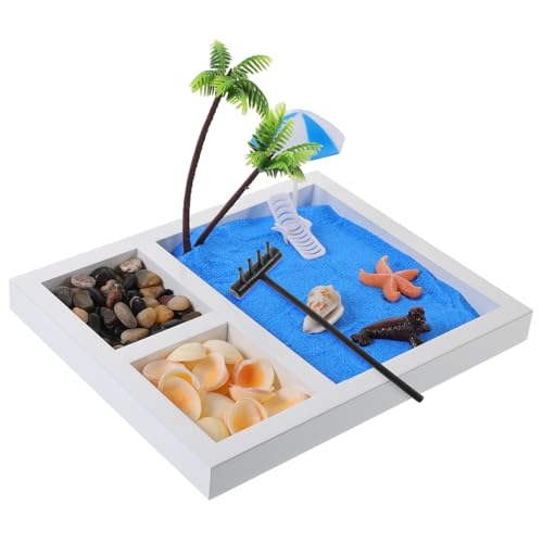 Vaguelly 1 Satz Strand-Zen-Garten-Kit Mini-Rechen im Zen-Garten Sandtischkunst mikrolandschaft fleab Mini-Zen-Sandstrand für den Schreibtisch Mini-Zen-Garten für den Schreibtisch Harz von Vaguelly