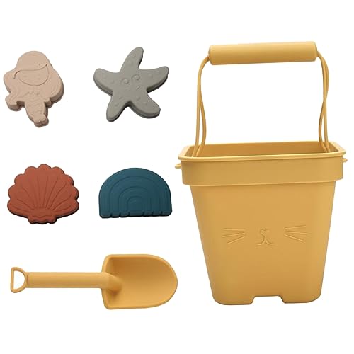 Vaguelly 1 Satz Strandspielzeug Strandformen Kinderspielzeug Eimer Spielzeug Kinder sandspielzeug Beach Toys for Outdoor-Gartenspielzeug Sandspielzeug aus Silikon Kieselgel Yellow von Vaguelly