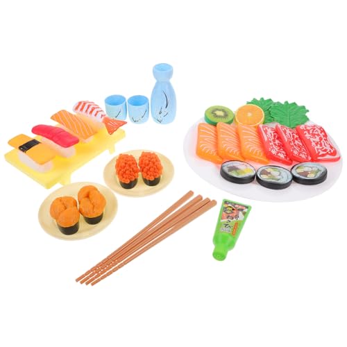 Vaguelly 1 Satz Sushi-Simulation gefälschte Lebensmittelverzierung Küchenzubehör für Puppenstuben Sushi Platte Sushi Teller Sushi zubehör winziges Lebensmittelmodell Foto-Requisiten Plastik von Vaguelly