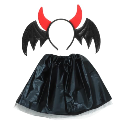 Vaguelly 1 Satz Teufelsrock-Anzug Halloweenkostüm Halloween-Cosplay-Kopfschmuck Stirnbänder Halloween-teufelskostüm Stirnband Machen Cosplay-Halloween-Kopfschmuck Teufel Kopfschmuck Plastik von Vaguelly