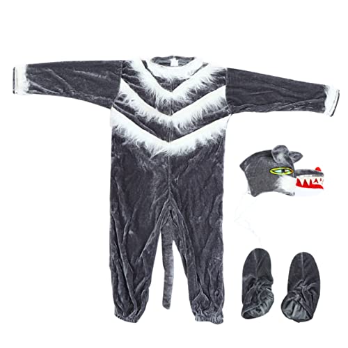 Vaguelly 1 Satz Tierkostüme Kleinkind Kleider Tier-Cosplay-kostüm Kostüm Wolfsanzug Performance-Bekleidung Kinderkleider Jungen-Outfit Pyjama Für Kleinkinder Kindertier Grey Goldener Samt von Vaguelly