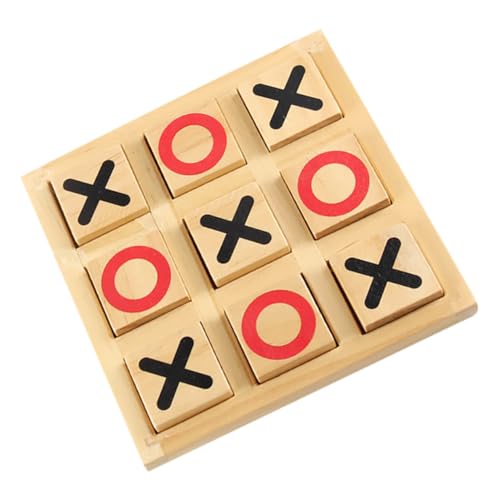 Vaguelly 1 Satz -Toe Brettspiel Schach Spielzeug xo Schachbrett Strategie-Brettspiel Lernspielzeug Pädagogisches Spielzeug Kinder Schachbrett Tischschachspiel für Kinder Holz Khaki von Vaguelly